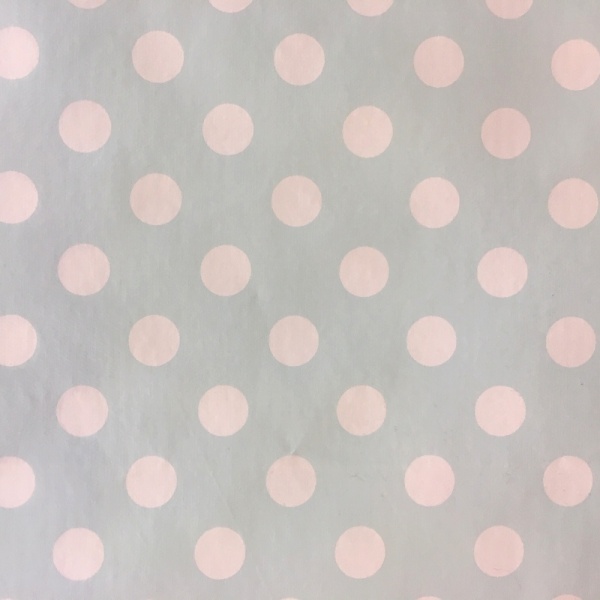 Tablecloth Vinyl  - Polka Dot White on Duck Egg 17mm